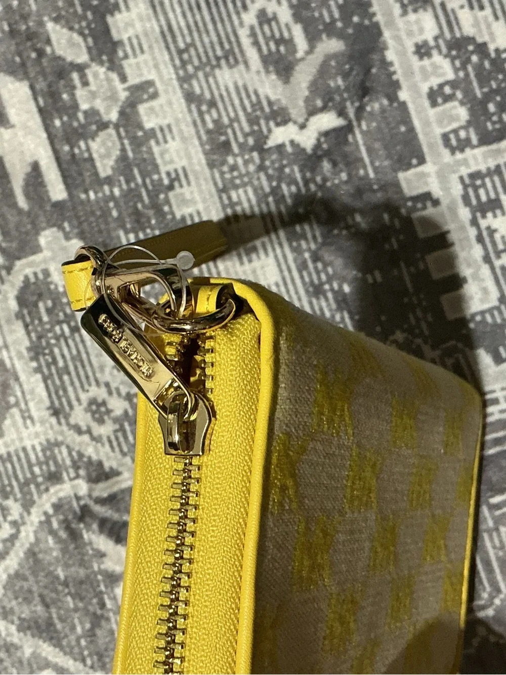 Michael Kors Yellow MK Monogram Zip-Around Wristlet Wallet